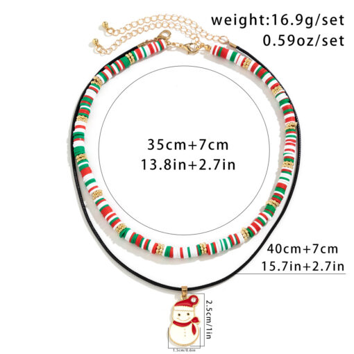 Beaded Women's Necklace Christmas Snowman Gift Imitation Crystal Ornament - Image 6