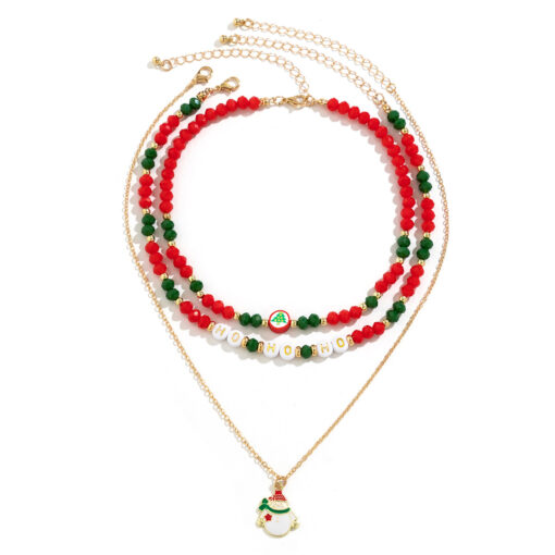 Beaded Women's Necklace Christmas Snowman Gift Imitation Crystal Ornament - Image 9