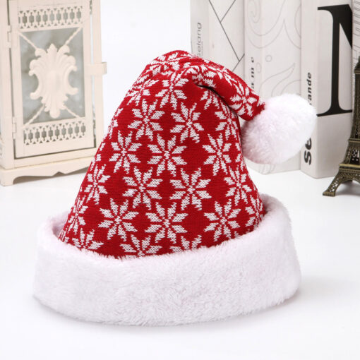 Snowflake Deer Knitted Wool Flannel Christmas Hat - Image 4