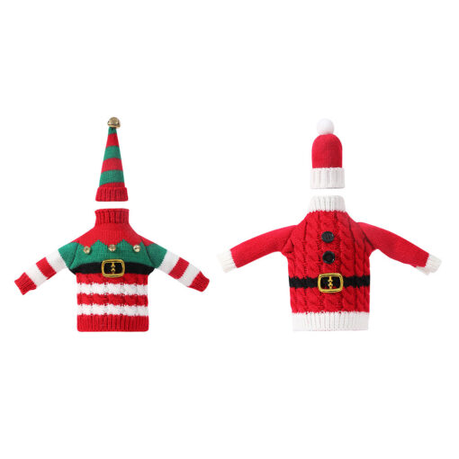 Christmas Holiday Decoration Knitted Clothes Wine Bottle Home Xmas New Year Dinner Table Decoration - Image 3