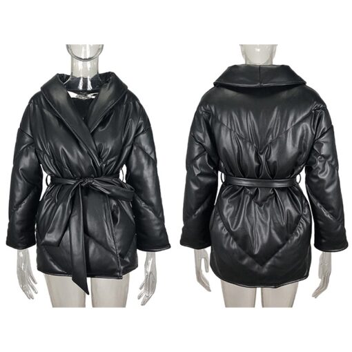 Winter Parkas For Women Loose Leather Coats Ladies Jackets - Image 2