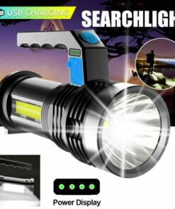 LED Flashlight USB Rechargeable Torch COB Spotlight Camping Light High Lumens Emergency Lamp 3 Modes Waterproof