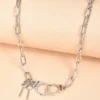 New Trendy Silver Plated Hiphop Punk Key Lock Pendant Cuban Chain  for Women