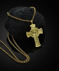 Mens Christian Jewelry Barbed Wire Necklace Jesus Cross Necklace