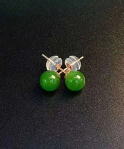 Charming Jade Gemstone Jewelry 18k Gold 6mm 8mm Natural Earring for Women