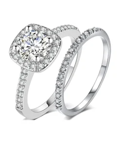 Alternative view of 14k White Rose Yellow Gold 1.5  Diamond Engagement Wedding Ring Set for Women