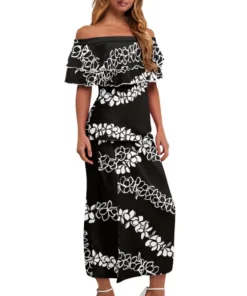 Women Puletasi Samoa Lace Shoulders Lady Two Piece Set  Clothing for Church