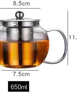 Alternative view of Borosilicate Clear Glass Teapot with stainless steel micro-mesh - Removable Infuser Stovetop & Microwave Safe