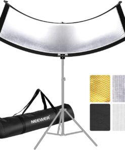 Neewer Clamshell Light Reflector Diffuser with Carrying Bag, 39”×18”/100x45cm Photography Curved Lighting Reflector for Photo Studio Photography, Black/White/Gold/Silver Colors (Stand Not Included)
