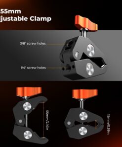 K&F CONCEPT 9.8" Magic Arm Clamp Kit with 1/4" & 3/8" Thread Screw 360° Ball Heads Camera Mount for Monitor, Flash, LED Light, Microphone, Camera Cage, Action Camera, MS32 - Image 5