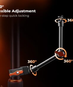 K&F CONCEPT 9.8" Magic Arm Clamp Kit with 1/4" & 3/8" Thread Screw 360° Ball Heads Camera Mount for Monitor, Flash, LED Light, Microphone, Camera Cage, Action Camera, MS32 - Image 6