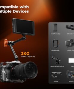 K&F CONCEPT 9.8" Magic Arm Clamp Kit with 1/4" & 3/8" Thread Screw 360° Ball Heads Camera Mount for Monitor, Flash, LED Light, Microphone, Camera Cage, Action Camera, MS32 - Image 3