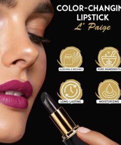 Alternative view of L'Paige pH Color-Changing Black Lipstick | Black to Wine Magenta Transformation | Aloe Vera Moisturizing Formula | Long-Lasting Lip Stain-Like Color | Shade LBK