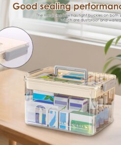 Medicine Organizer Storage Box with Handle, Plastic First Aid Box Empty, Thickened Medicine Container Chest, Multipurpose Medical Case with Lids(transparent color) - Image 4