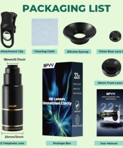 22x Phone Telephoto Lens for iPhone and Android HD Telephoto with Cell Phone Lens Attachments & Silicone Eyecup, Compact for Wildlife Birdwatching Concert Hiking Sport - Image 5