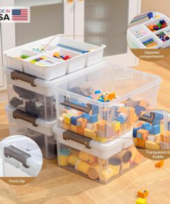 Alternative view of Citylife 17QT 2Packs Clear Craft Organizers and Storage Box with Tray Stackable Art Supply Organizer Storage Bins with Lids for Beads, Markers, Sewing, Tools, Playdoh, Coloring Books, Made in USA