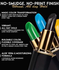 L'Paige pH Color-Changing Black Lipstick | Black to Wine Magenta Transformation | Aloe Vera Moisturizing Formula | Long-Lasting Lip Stain-Like Color | Shade LBK - Image 5