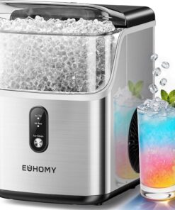 EUHOMY Nugget Ice Maker Countertop, Ready in 7 Mins, 35Lbs/24H Pebble Ice Maker Machine, Self-Cleaning